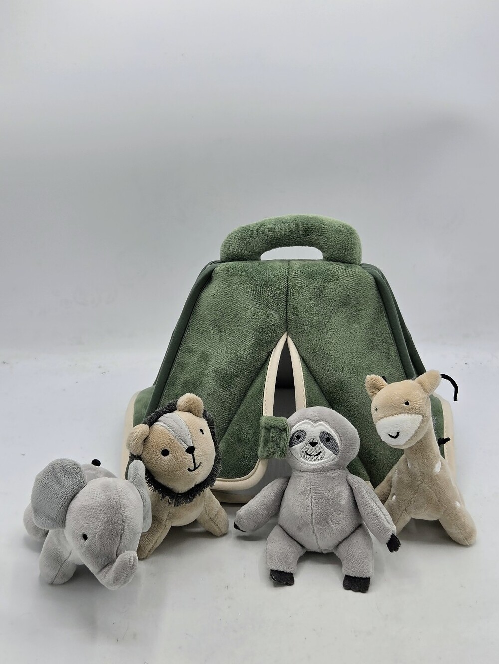 Lambs & Ivy Safari Tent Plush Nursery Toy Set Green Plush Animals 5pc - Picture 6 of 16